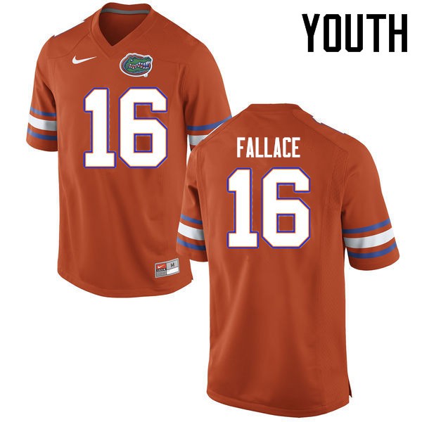 Florida Gators Youth #16 Brian Fallace College Football Jerseys Orange